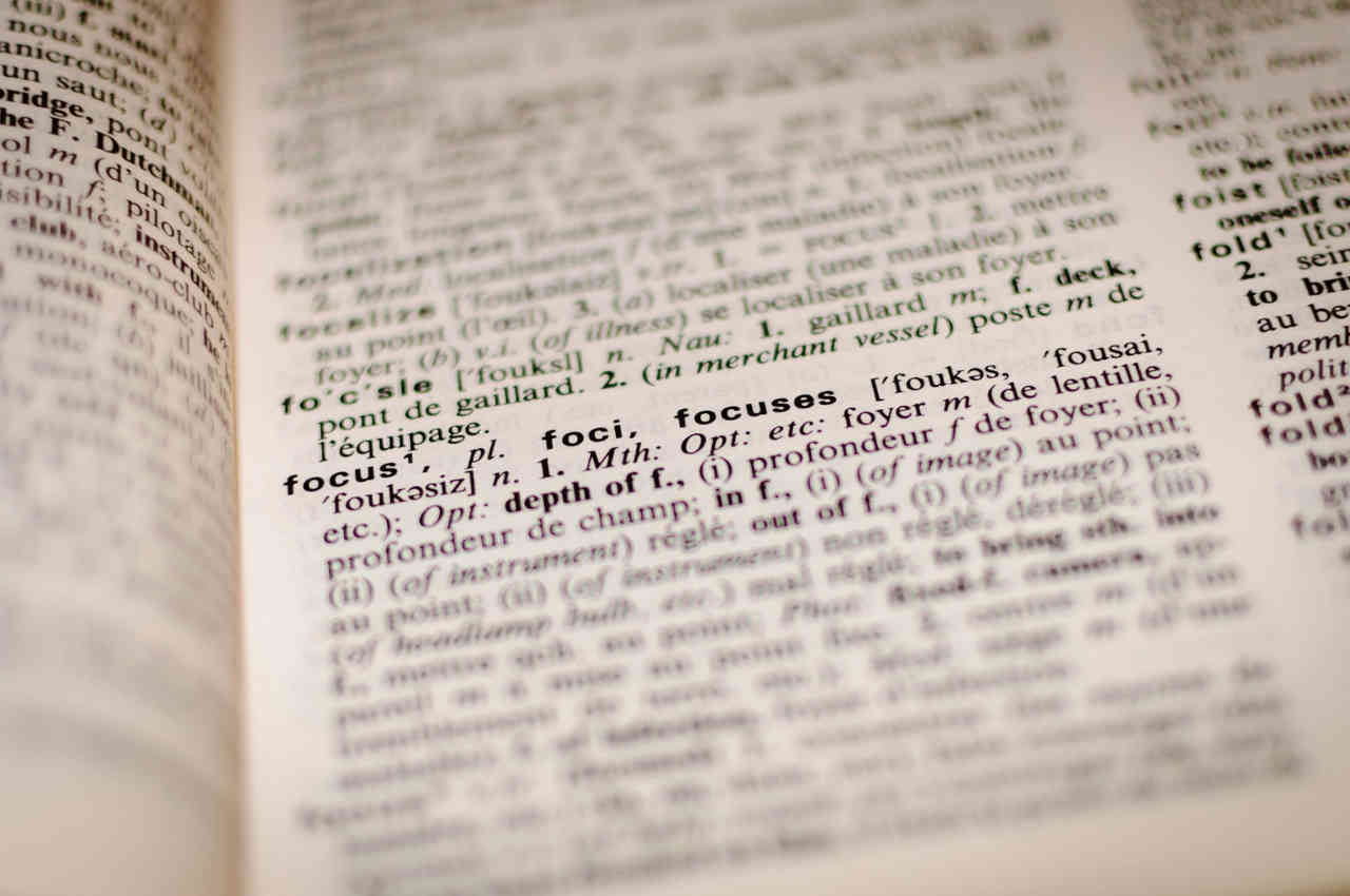 Image of dictionary page at the word 'focus'